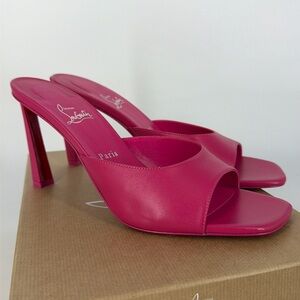 Christian Louboutin 41.5 Condora Mules Square Toe 85mm Pinup Pink Heels E962